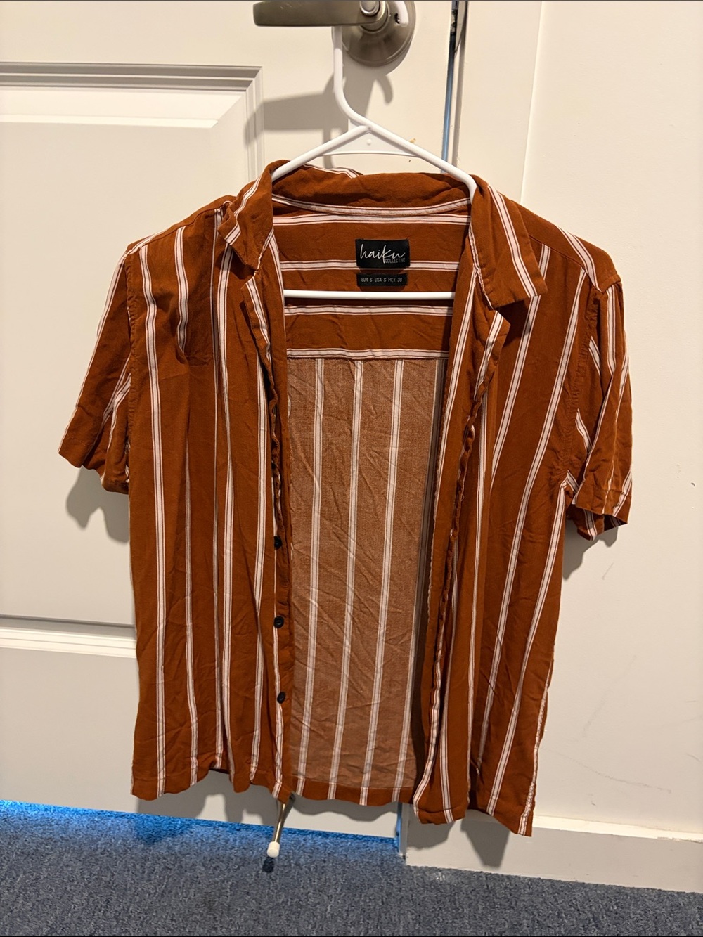 Haiku Men's Rust & White Striped Short-Sleeve Button-Down Shirt